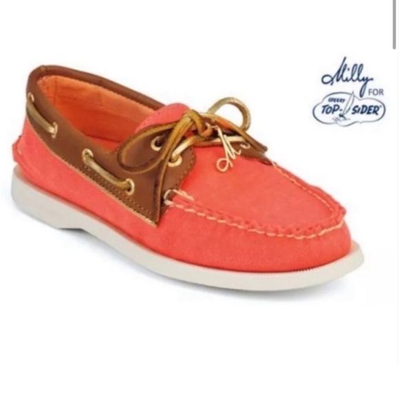 Sperry x Milly of New York Limited Edition Top-Sider in Orange Coral EUC - Picture 4 of 9